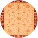 Round Machine Washable Oriental Orange Traditional Area Rugs, wshabs3871org