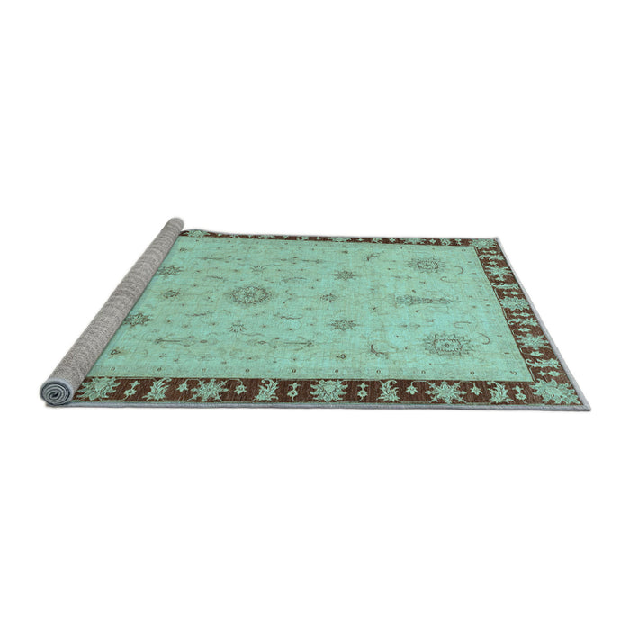 Sideview of Machine Washable Oriental Light Blue Traditional Rug, wshabs3871lblu