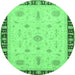 Round Oriental Emerald Green Traditional Rug, abs3871emgrn