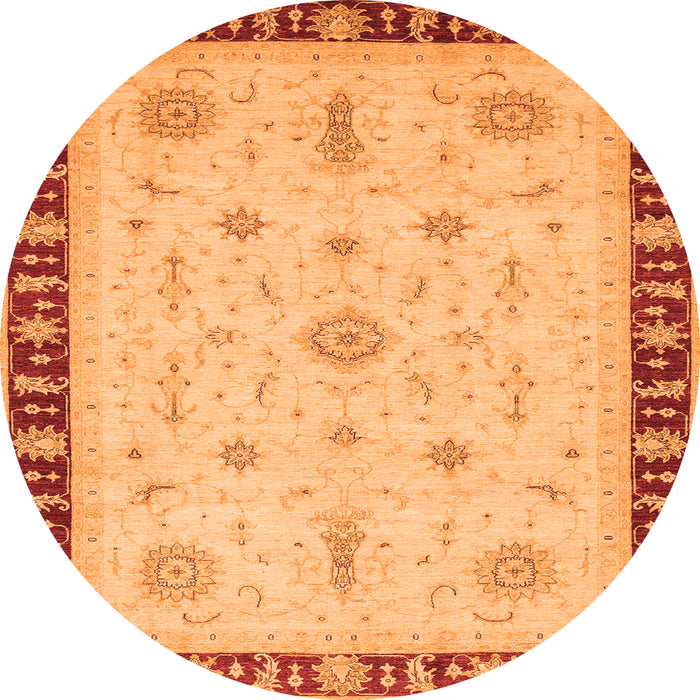 Round Oriental Orange Traditional Rug, abs3871org