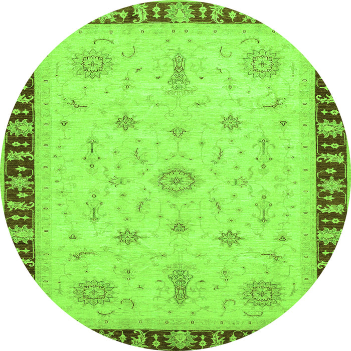 Round Oriental Green Traditional Rug, abs3871grn