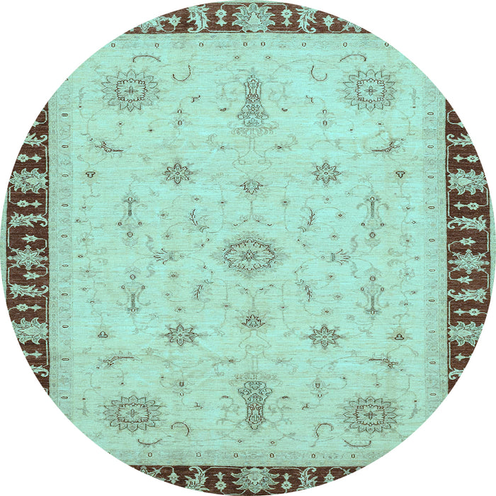 Round Oriental Light Blue Traditional Rug, abs3871lblu