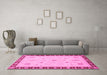 Machine Washable Oriental Pink Traditional Rug in a Living Room, wshabs3871pnk