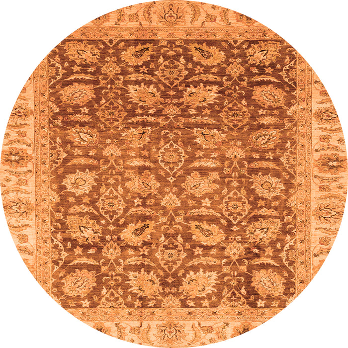 Round Oriental Orange Traditional Rug, abs3872org