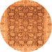 Round Oriental Orange Traditional Rug, abs3872org