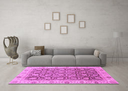 Machine Washable Oriental Purple Traditional Area Rugs in a Living Room, wshabs3872pur