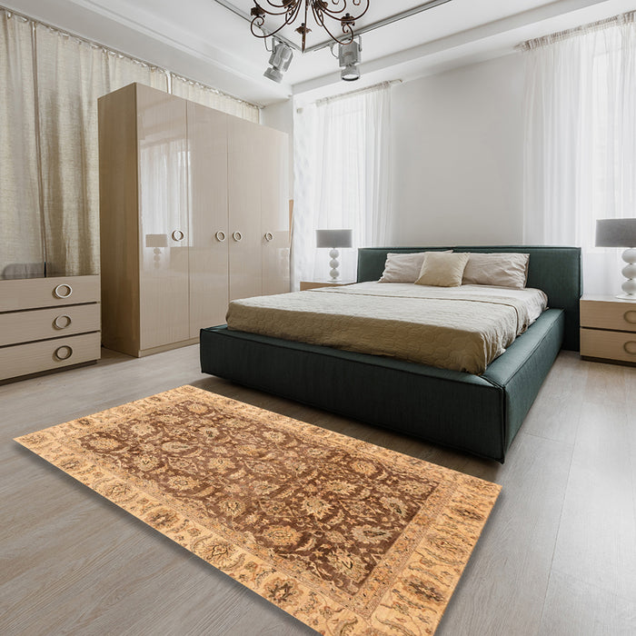 Abstract Red Oriental Rug in a Bedroom, abs3872