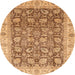 Round Abstract Red Oriental Rug, abs3872