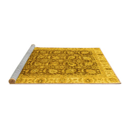 Sideview of Machine Washable Oriental Yellow Traditional Rug, wshabs3872yw