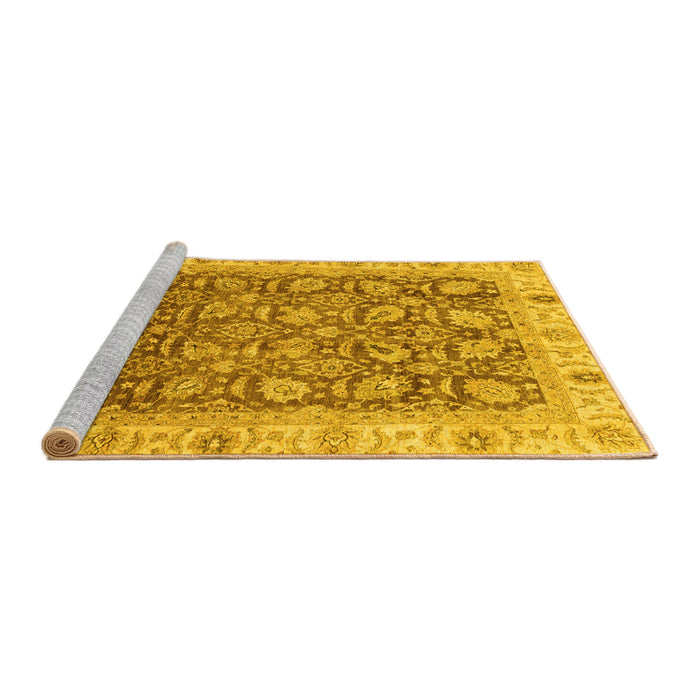 Sideview of Machine Washable Oriental Yellow Traditional Rug, wshabs3872yw