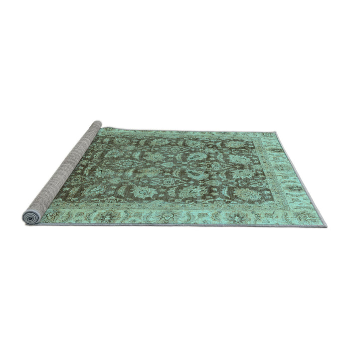 Sideview of Machine Washable Oriental Light Blue Traditional Rug, wshabs3872lblu