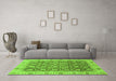 Machine Washable Oriental Green Traditional Area Rugs in a Living Room,, wshabs3872grn