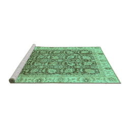 Sideview of Machine Washable Oriental Turquoise Traditional Area Rugs, wshabs3872turq