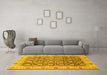 Machine Washable Oriental Yellow Traditional Rug in a Living Room, wshabs3872yw