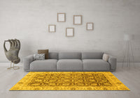 Machine Washable Oriental Yellow Traditional Rug, wshabs3872yw