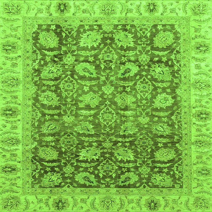 Square Machine Washable Oriental Green Traditional Area Rugs, wshabs3872grn