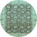 Round Oriental Light Blue Traditional Rug, abs3872lblu