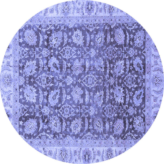 Round Machine Washable Oriental Blue Traditional Rug, wshabs3872blu