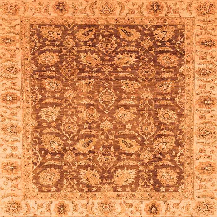 Square Machine Washable Oriental Orange Traditional Area Rugs, wshabs3872org