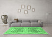 Machine Washable Oriental Emerald Green Traditional Area Rugs in a Living Room,, wshabs3873emgrn