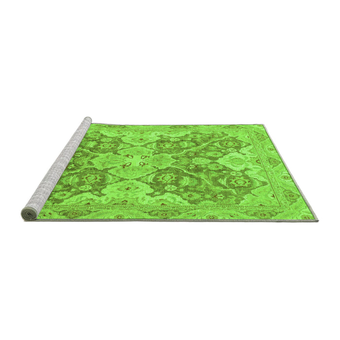 Sideview of Machine Washable Oriental Green Traditional Area Rugs, wshabs3873grn