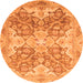 Round Machine Washable Oriental Orange Traditional Area Rugs, wshabs3873org