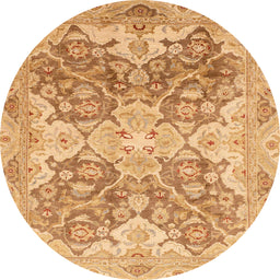Round Machine Washable Abstract Orange Rug, wshabs3873