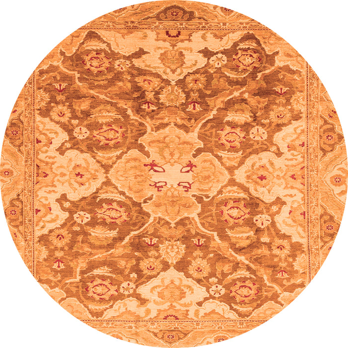 Round Oriental Orange Traditional Rug, abs3873org