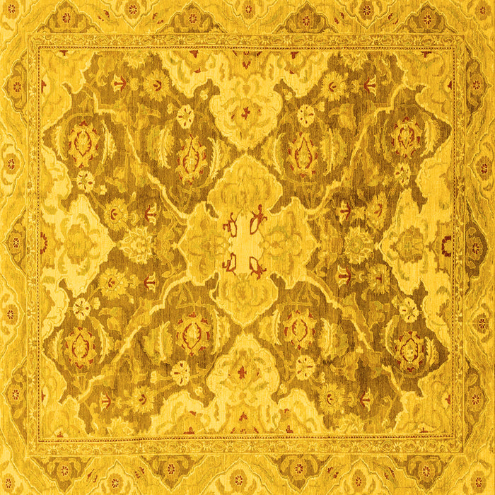 Square Machine Washable Oriental Yellow Traditional Rug, wshabs3873yw