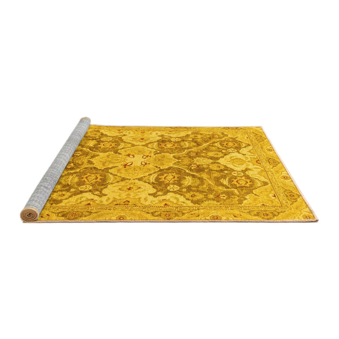 Sideview of Machine Washable Oriental Yellow Traditional Rug, wshabs3873yw