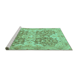 Sideview of Machine Washable Oriental Turquoise Traditional Area Rugs, wshabs3873turq