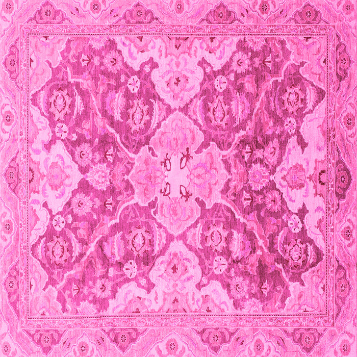 Square Machine Washable Oriental Pink Traditional Rug, wshabs3873pnk
