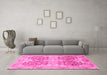 Machine Washable Oriental Pink Traditional Rug in a Living Room, wshabs3873pnk