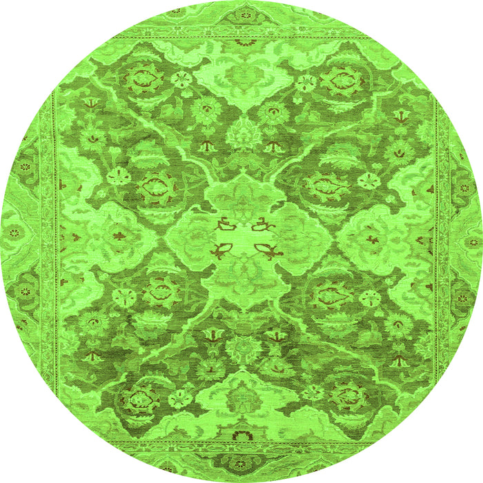 Round Oriental Green Traditional Rug, abs3873grn