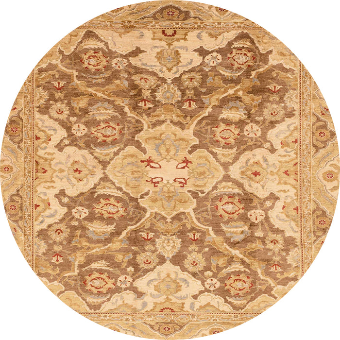Round Abstract Orange Oriental Rug, abs3873
