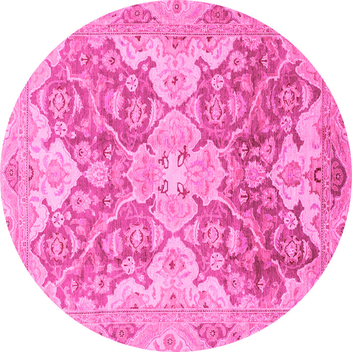 Round Oriental Pink Traditional Rug, abs3873pnk