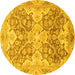 Round Oriental Yellow Traditional Rug, abs3873yw