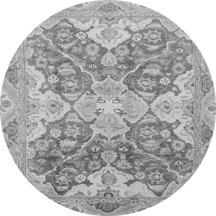 Round Machine Washable Oriental Gray Traditional Rug, wshabs3873gry