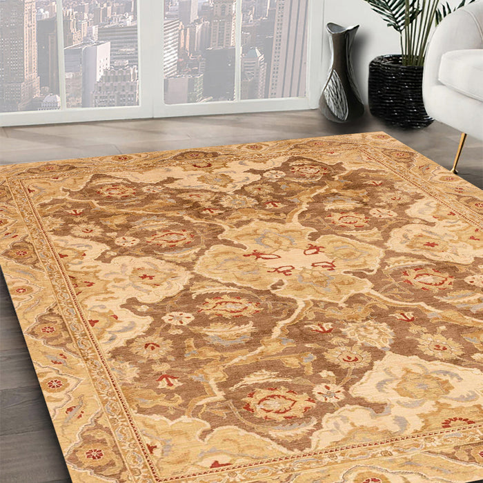 Machine Washable Abstract Orange Rug in a Family Room, wshabs3873