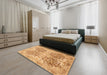 Abstract Orange Oriental Rug in a Bedroom, abs3873