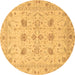 Round Oriental Brown Traditional Rug, abs3874brn