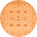 Round Machine Washable Oriental Orange Traditional Area Rugs, wshabs3874org