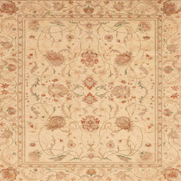 Square Abstract Orange Oriental Rug, abs3874