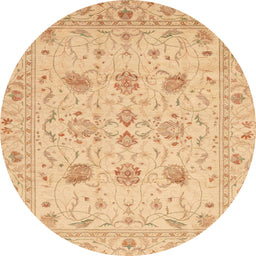Round Abstract Orange Oriental Rug, abs3874