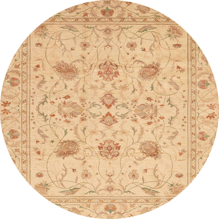 Round Abstract Orange Oriental Rug, abs3874