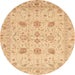 Round Abstract Orange Oriental Rug, abs3874