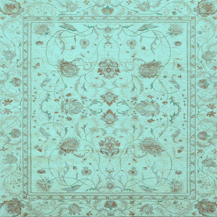 Square Oriental Light Blue Traditional Rug, abs3874lblu