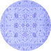 Round Machine Washable Oriental Blue Traditional Rug, wshabs3874blu