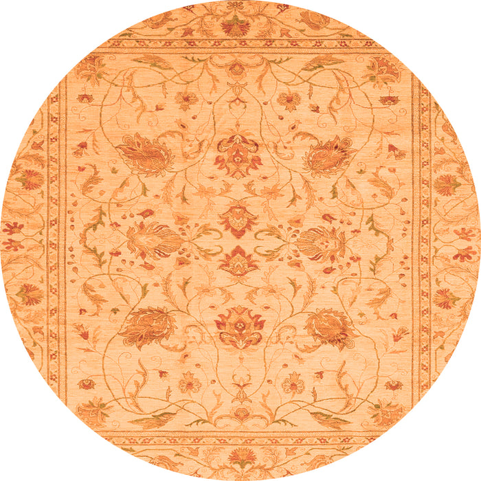 Round Oriental Orange Traditional Rug, abs3874org