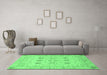 Machine Washable Oriental Emerald Green Traditional Area Rugs in a Living Room,, wshabs3874emgrn